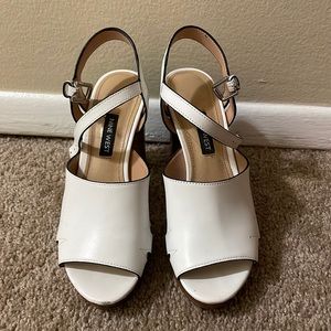 Nine West white block heels, US 5.5
